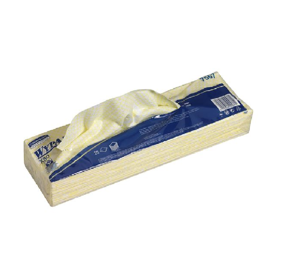WYPALL® X80 CLEANING CLOTHS - Interfolded / Yellow (1 Bag X 25 Sheets)